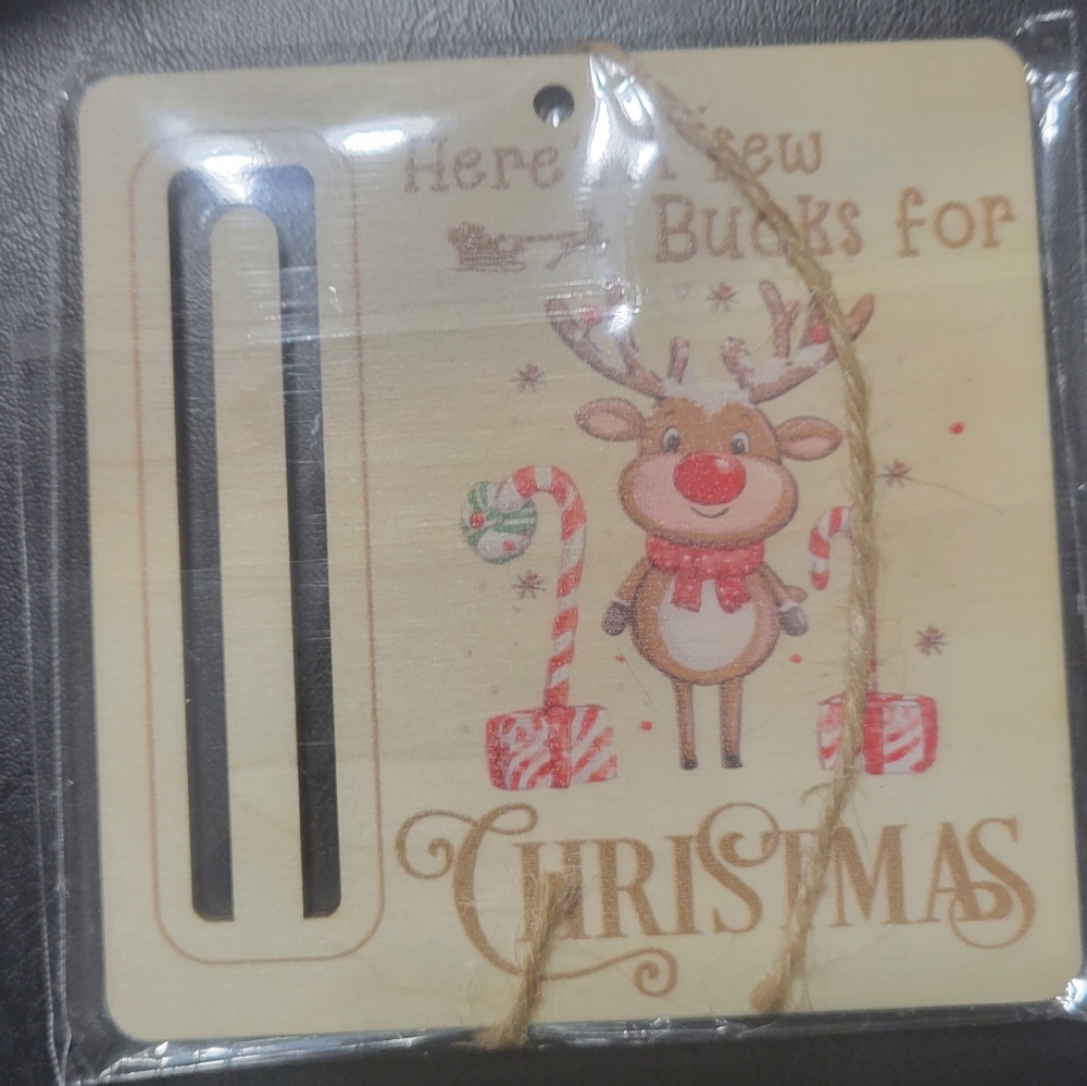 Reindeer wooden money holder ornament